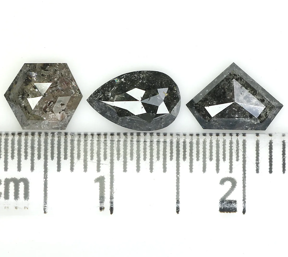 Natural Loose Mix Shape Salt And Pepper Diamond Black Grey Color 1.73 CT 5.15 MM Mix Shape Shape Rose Cut Diamond KDL1063