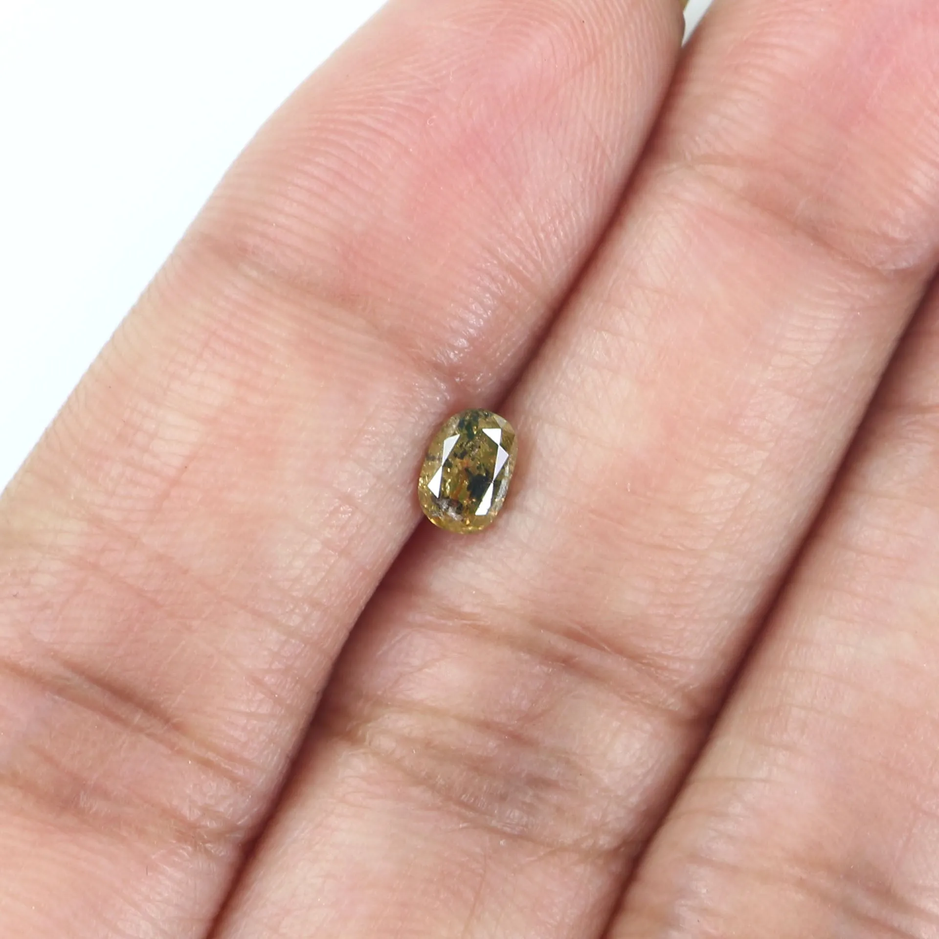 Natural Loose Oval Diamond Brown Green Color 0.40 CT 5.13 MM Oval Rose Cut Shape Diamond KR917