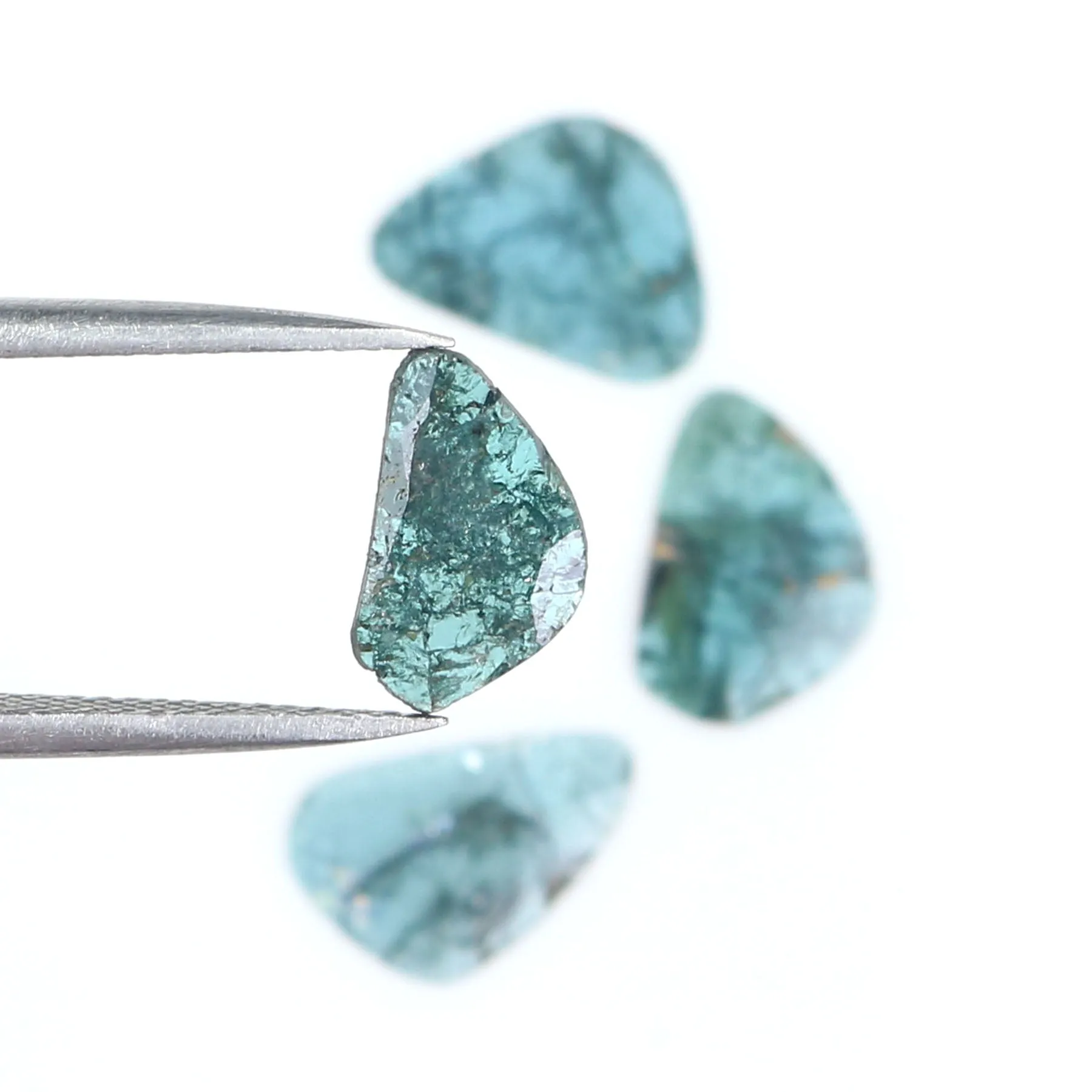 Natural Loose Slice Blue Color Diamond 1.64 CT 10.00 MM Slice Shape Rose Cut Diamond KR2346