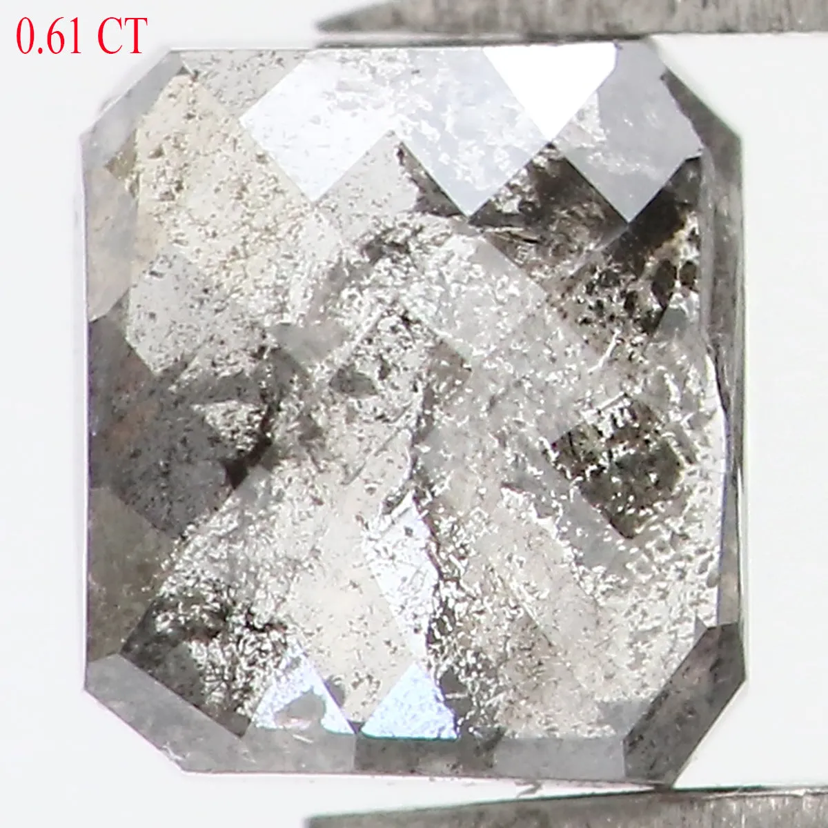 Natural Loose Square Salt And Pepper Diamond Black Grey Color 0.61 CT 4.65 MM Square Shape Rose Cut Diamond L1747