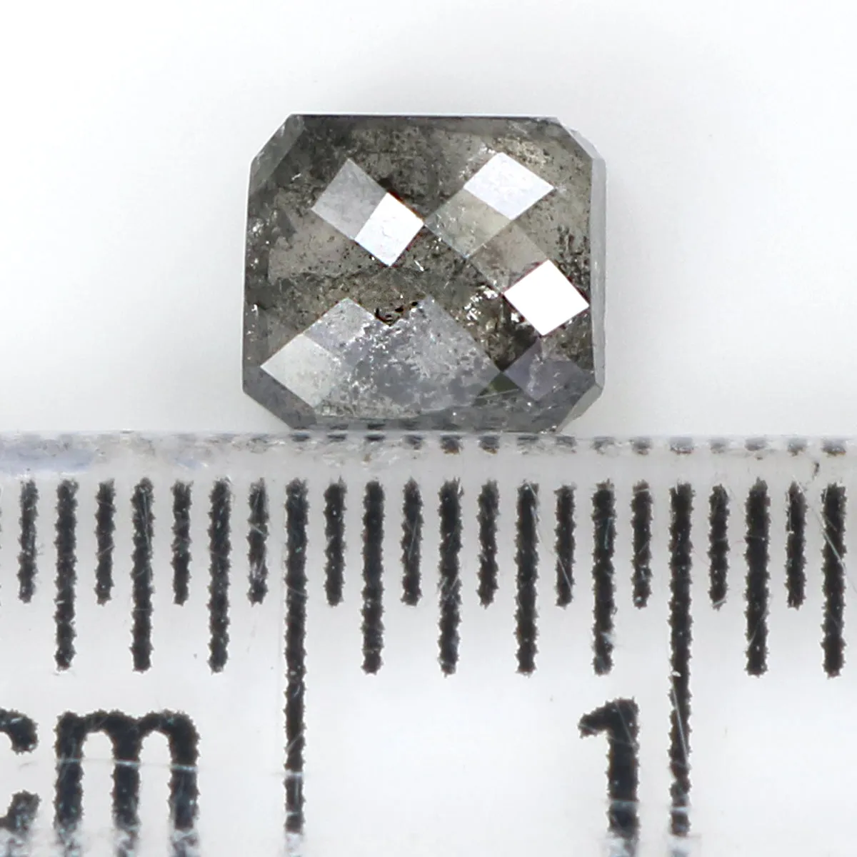 Natural Loose Square Salt And Pepper Diamond Black Grey Color 0.61 CT 4.65 MM Square Shape Rose Cut Diamond L1747