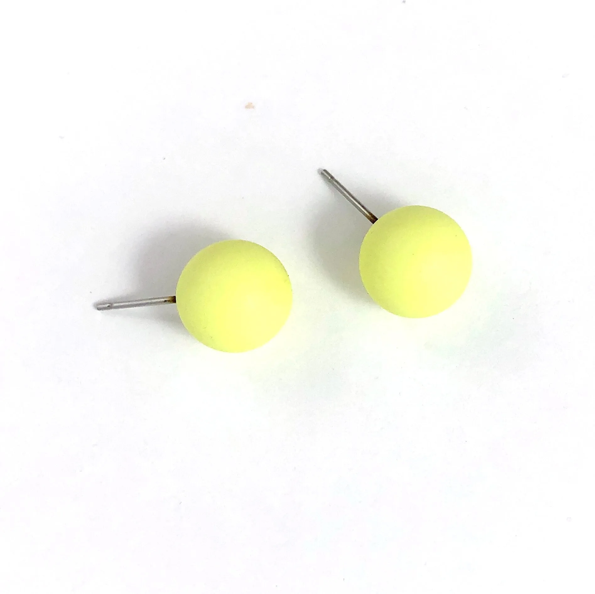 Neon Yellow Matte Ball Stud Earrings