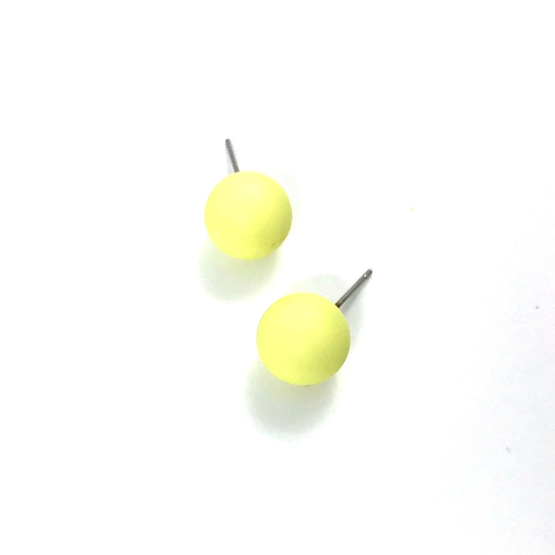 Neon Yellow Matte Ball Stud Earrings