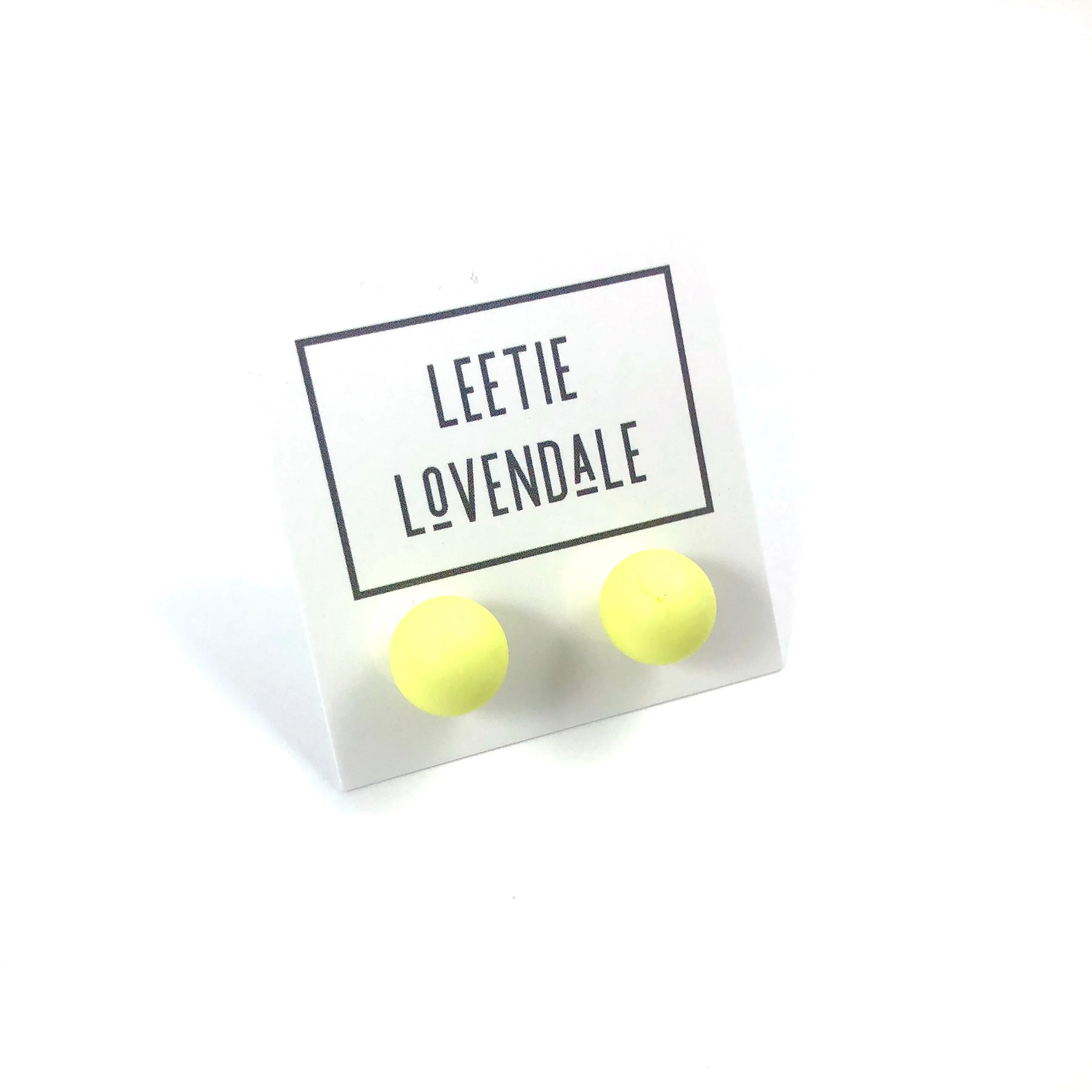 Neon Yellow Matte Ball Stud Earrings