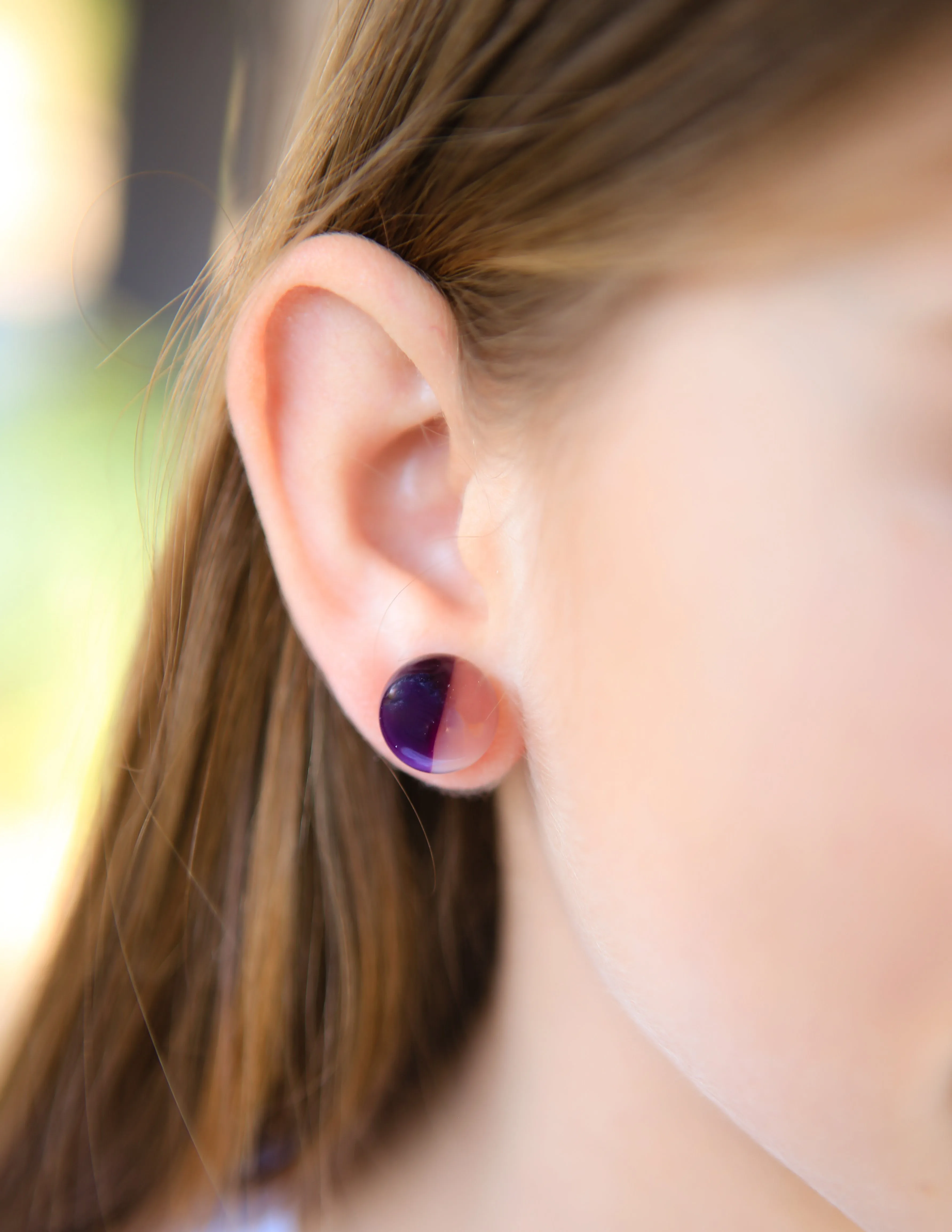 Neon Yellow Matte Ball Stud Earrings