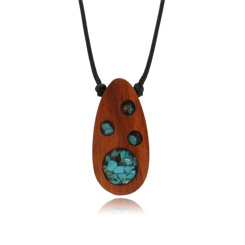 New Handmade Natural Stone  Resin Wood Pendant Necklaces