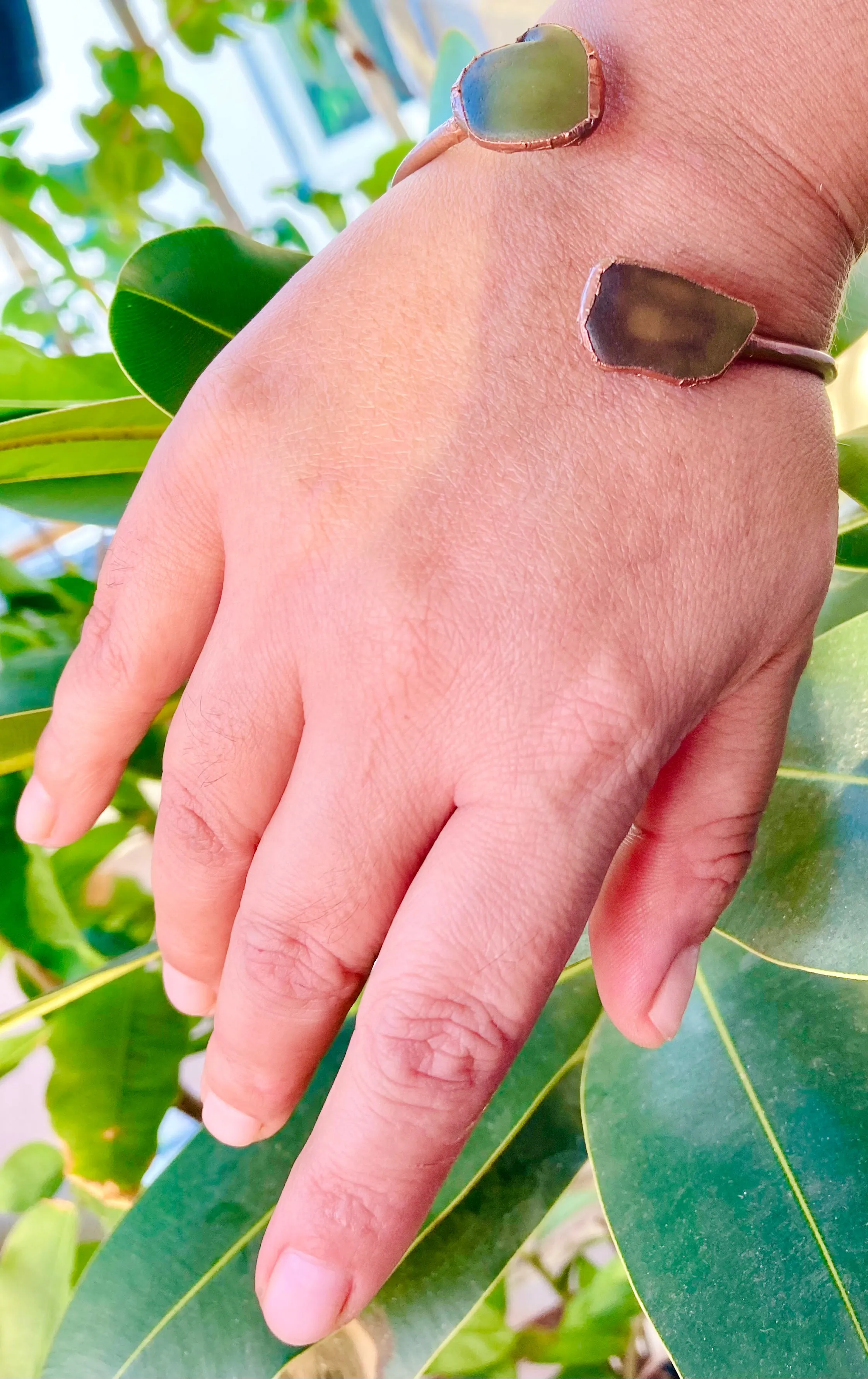 Olive Seaglass Bangle