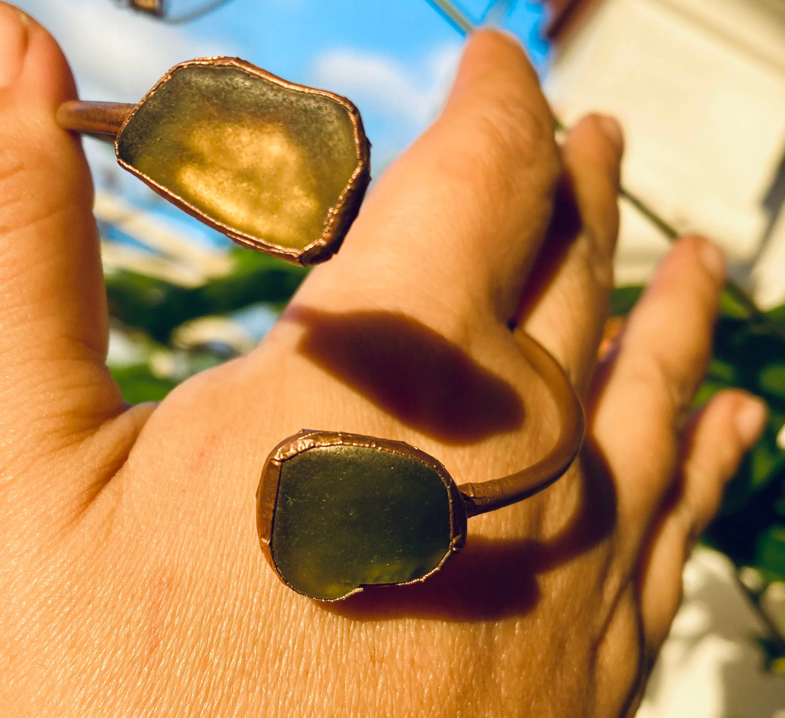 Olive Seaglass Bangle