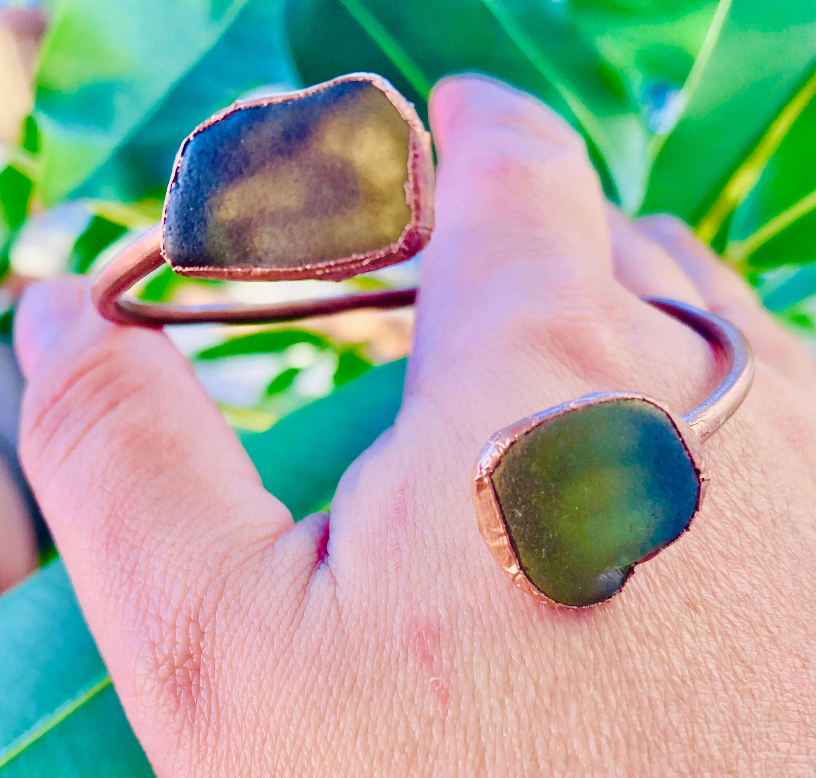 Olive Seaglass Bangle