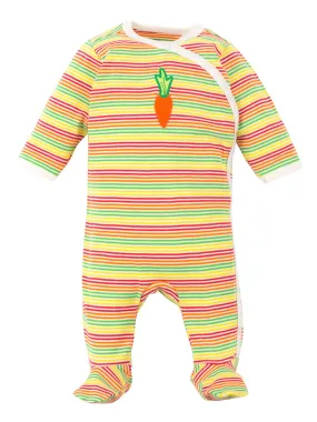 Organic Side Snap Footie - Veggie Stripe Carrot