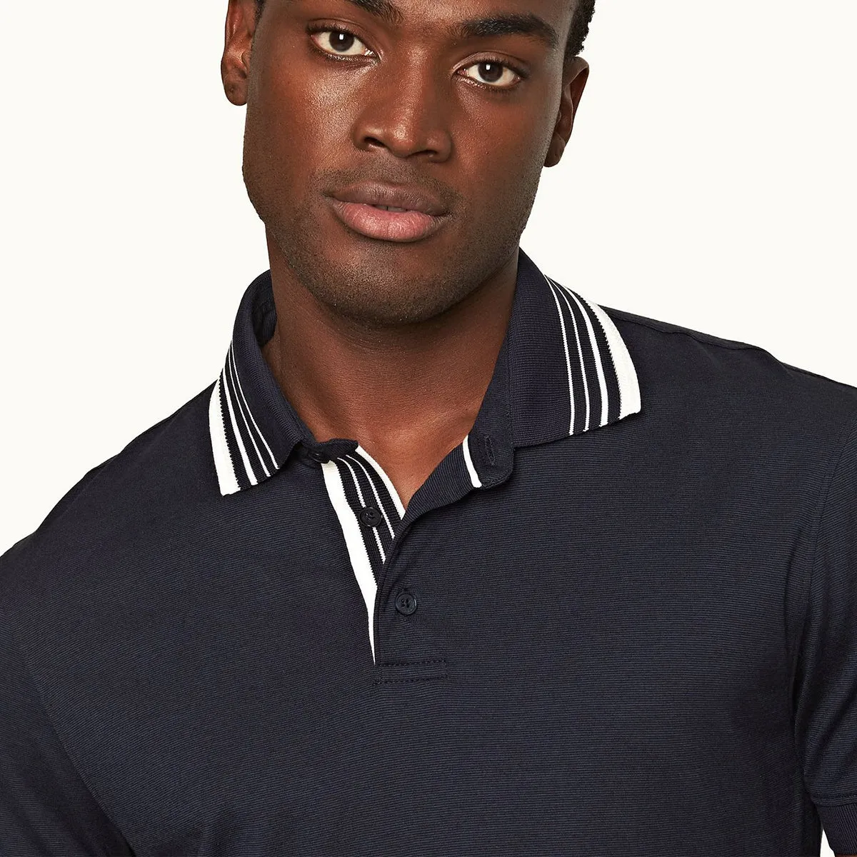 Orlebar Brown - Dominic Stripe Polo in Night Iris