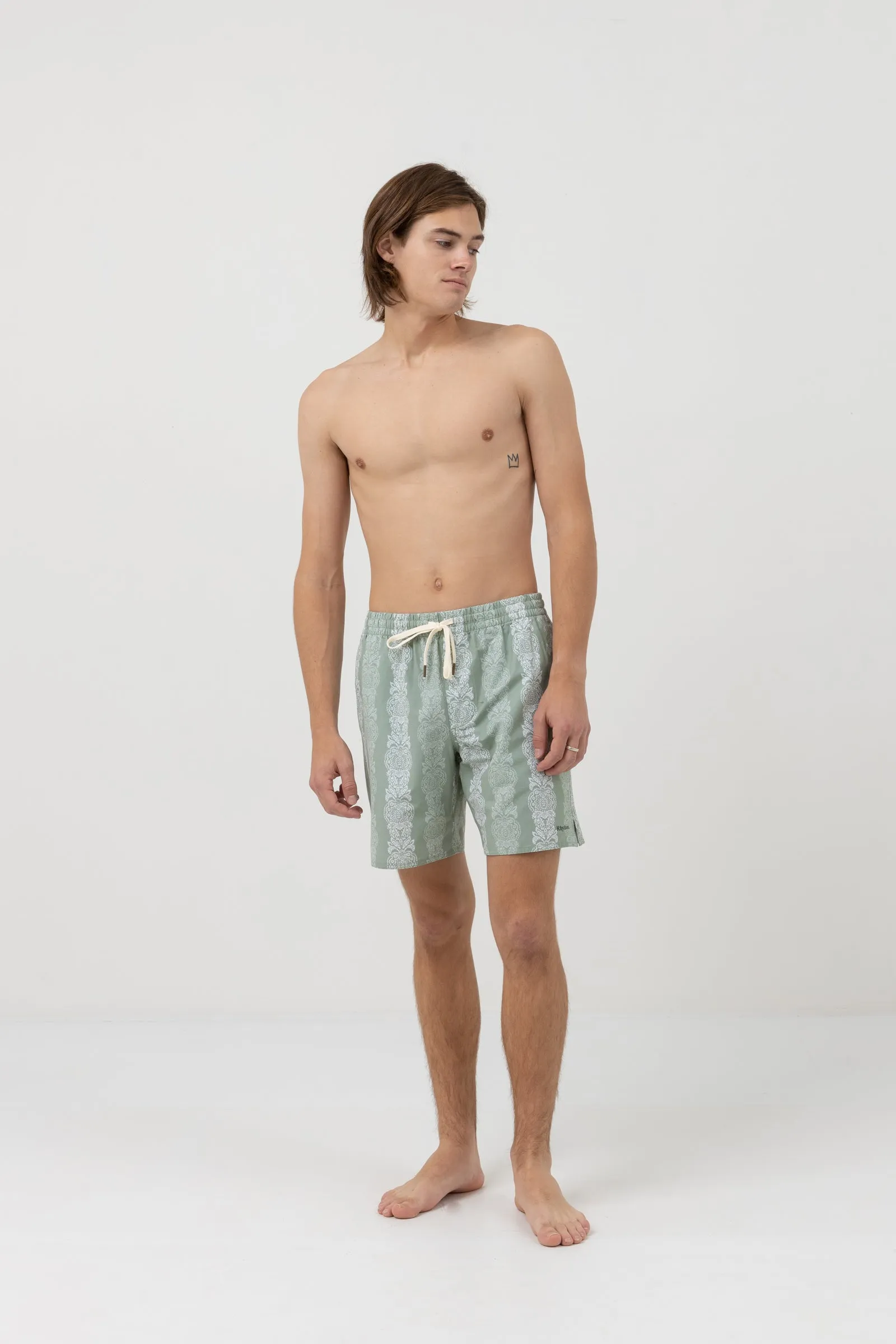 Pineapple Stripe Beach Short Sage