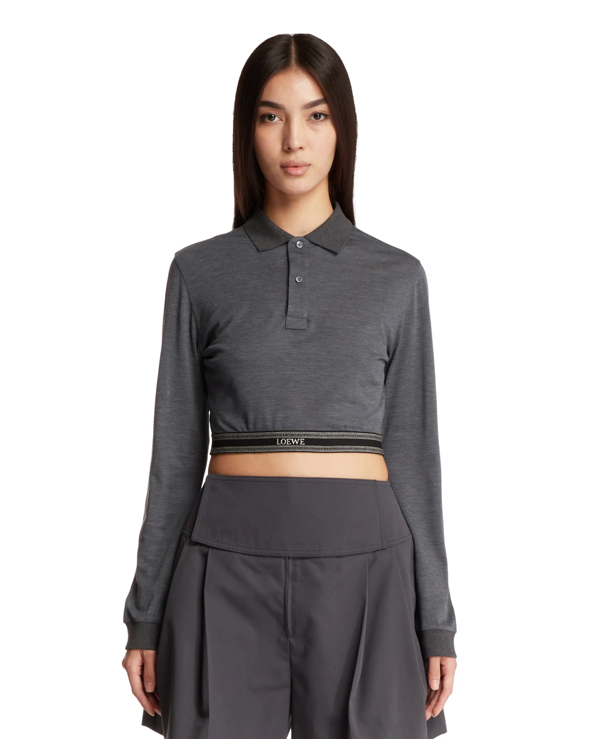 Polo Cropped Grigia