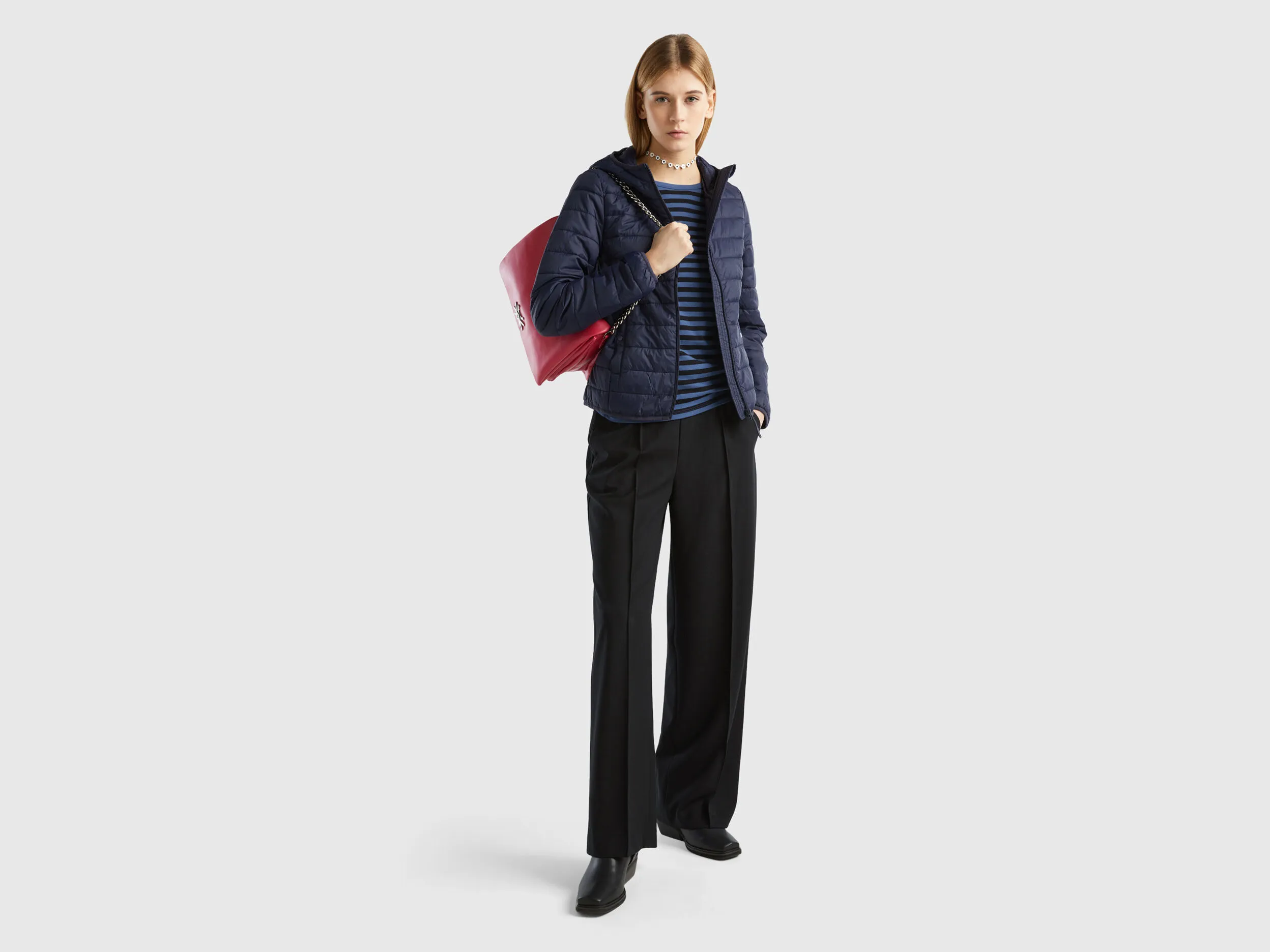 Puffer jacket with recycled wadding - Dark Blue | Benetton