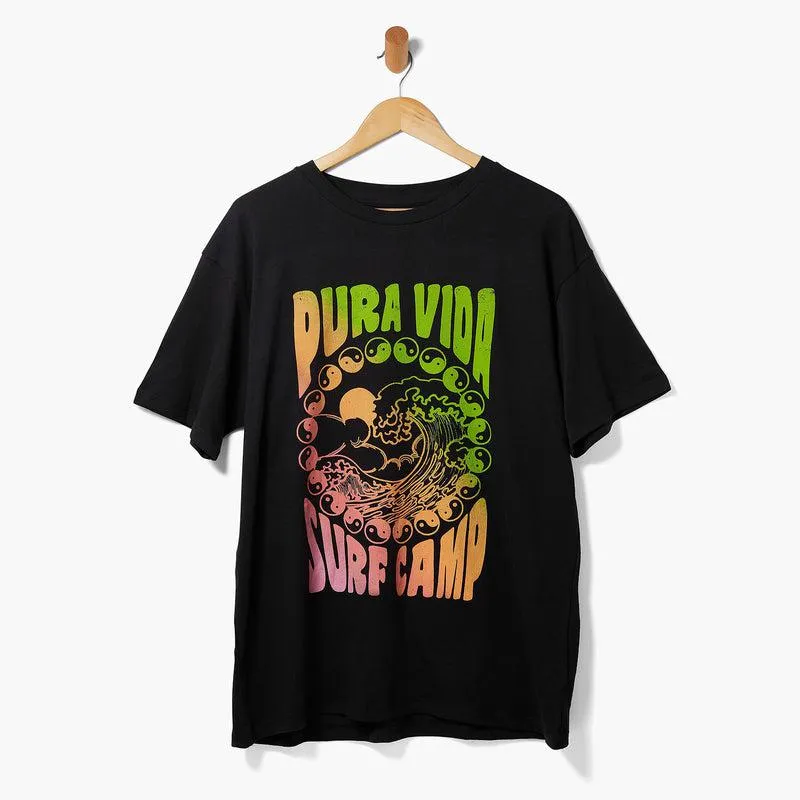 Pura Vida Surf Camp Ss Crew Tee In Vintage Black