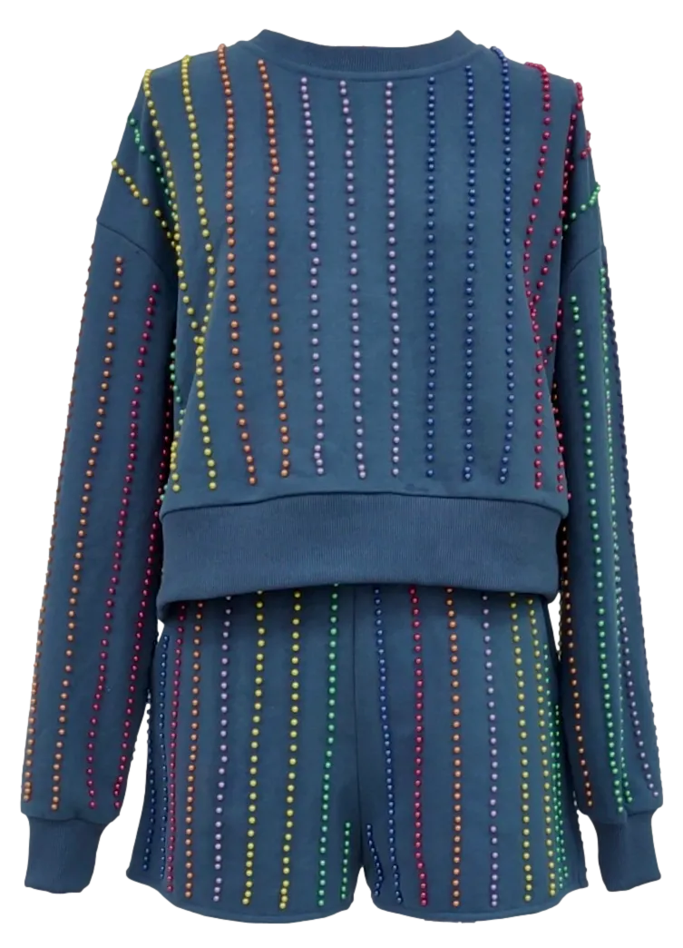 Rainbow Pearl Stripe Sweatshirt - Women's