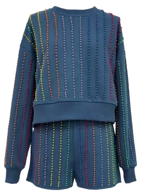 Rainbow Pearl Stripe Sweatshirt - Women's