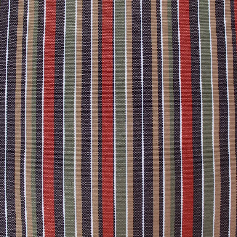 Red, Navy Tea and Green Stripe Outdoor PU Coated Polyester