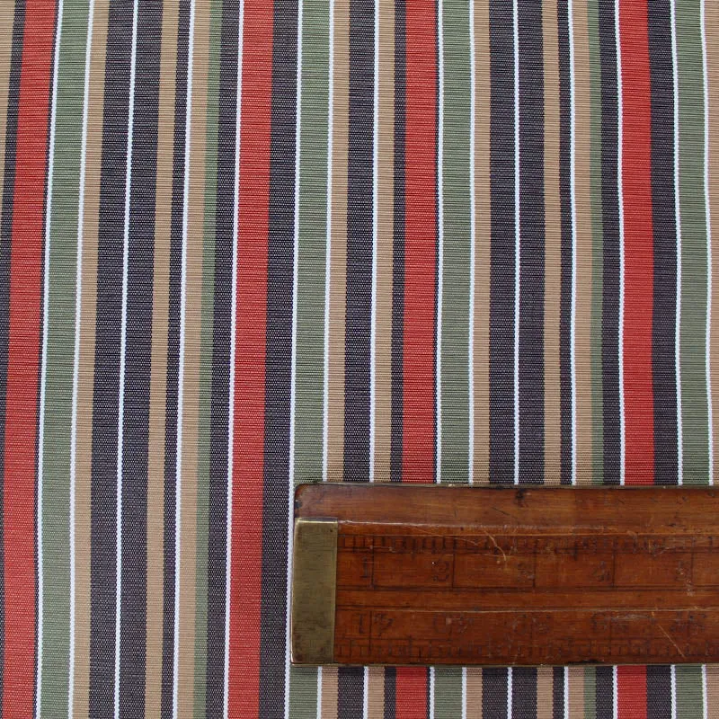 Red, Navy Tea and Green Stripe Outdoor PU Coated Polyester