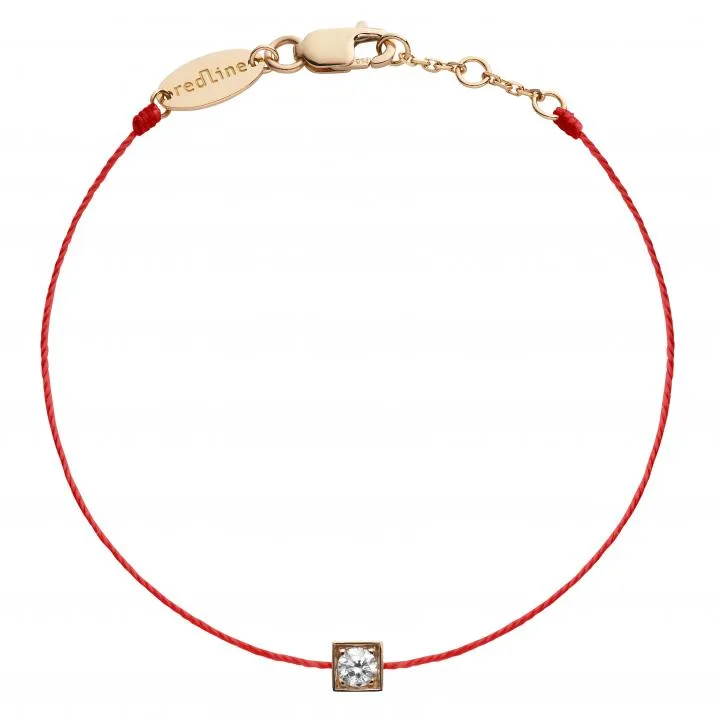 REDLINE CUBE String Bracelet For Women with 0.10ct Round Diamond in Rose Gold Bezel Setting 0.10克拉圓形鑽石玫瑰金繩制女士手鏈