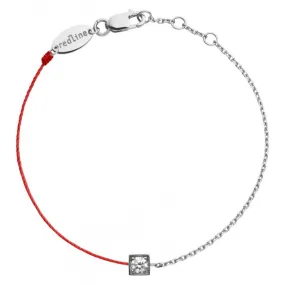 REDLINE CUBE String-Chain Bracelet For Women with 0.10ct Round Diamond in White Gold Bezel Setting 0.10克拉圓形鑽石白金半繩半鏈女士手鏈