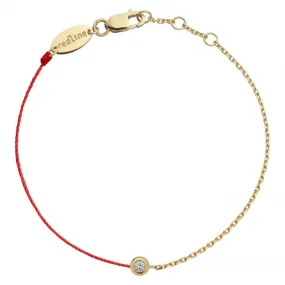 REDLINE MINI PURE String-Chain Bracelet For Women with 0.05ct Diamond in Yellow Gold Bezel Setting  0.05克拉圓形鑽石黃金半繩半鏈女士手鏈