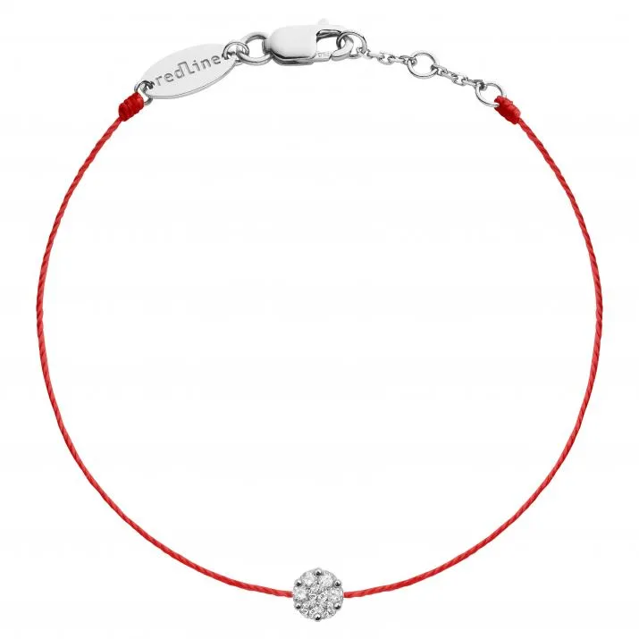 REDLINE SO ILLUSION String Bracelet For Women with 0.10ct Round Diamond in White Gold Cluster Setting 0.10克拉圓形鑽石白金繩制女士手鏈