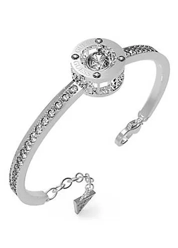 Rhodium Plated Solitaire and White Cubic Zirconia Bangle by Guess | Kaleidoscope