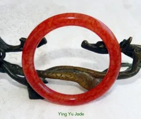 Sale-Chicken Blood Red Classic Round Jade Bangle Bracelet 58 mm (NJ-2667)