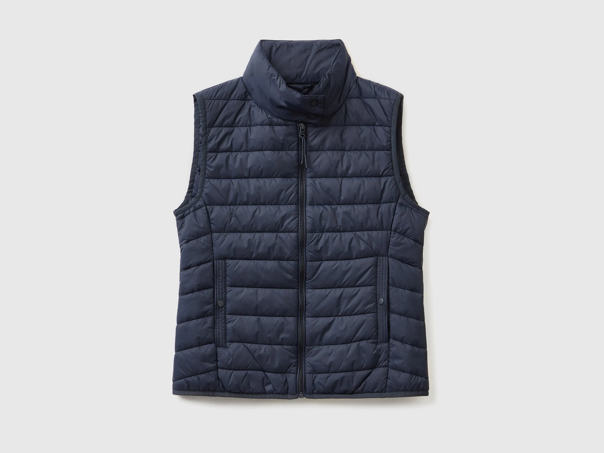 Sleeveless puffer jacket with recycled wadding - Dark Blue | Benetton