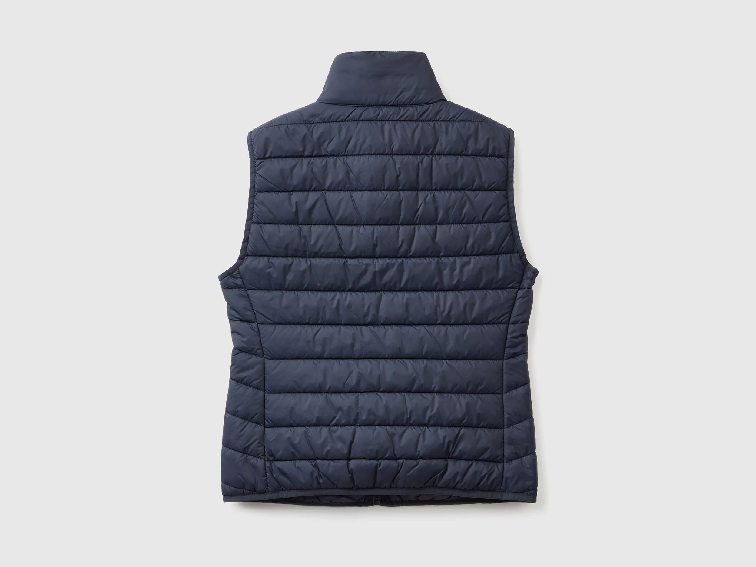 Sleeveless puffer jacket with recycled wadding - Dark Blue | Benetton