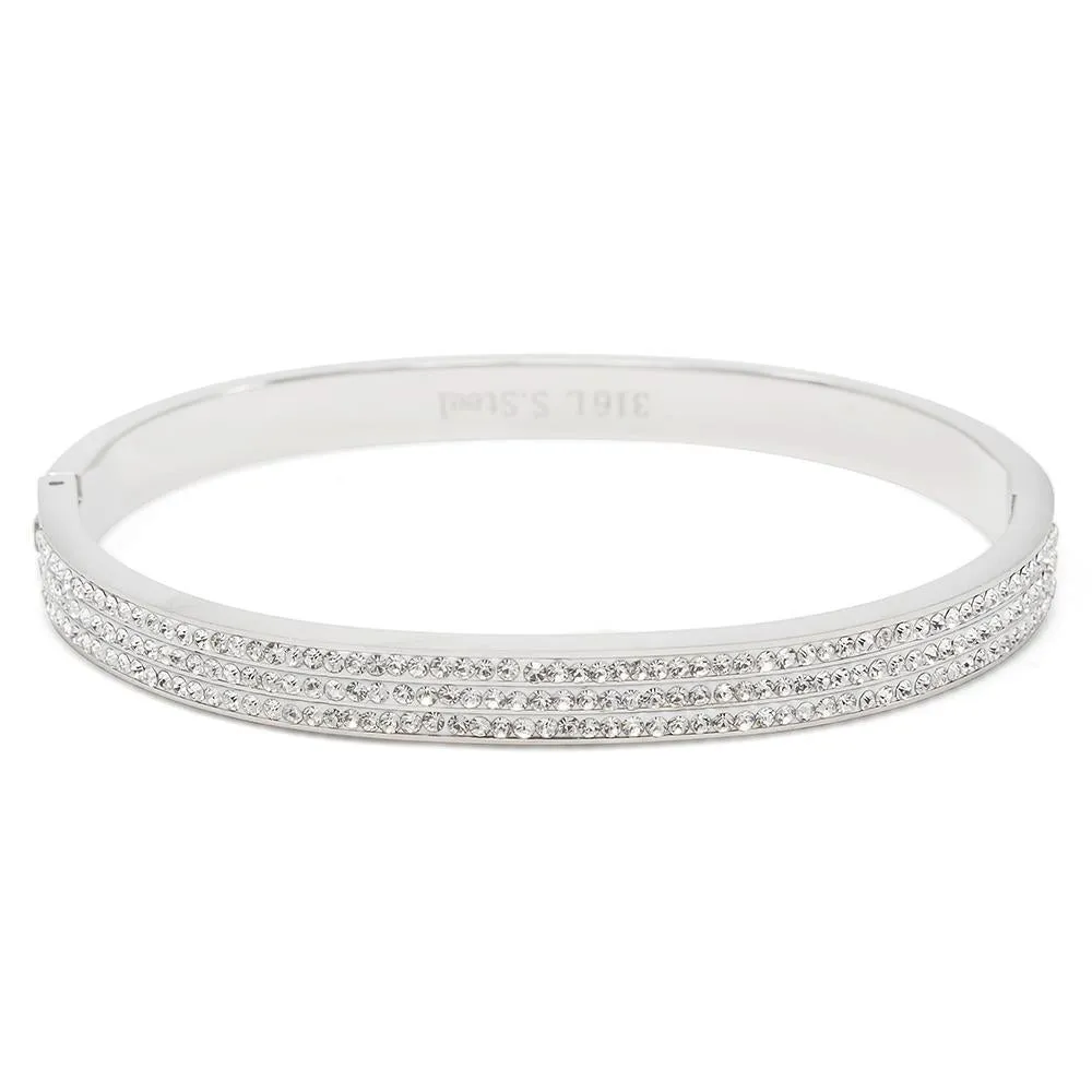 Stainless Steel Crystal Pave Band Bracelet