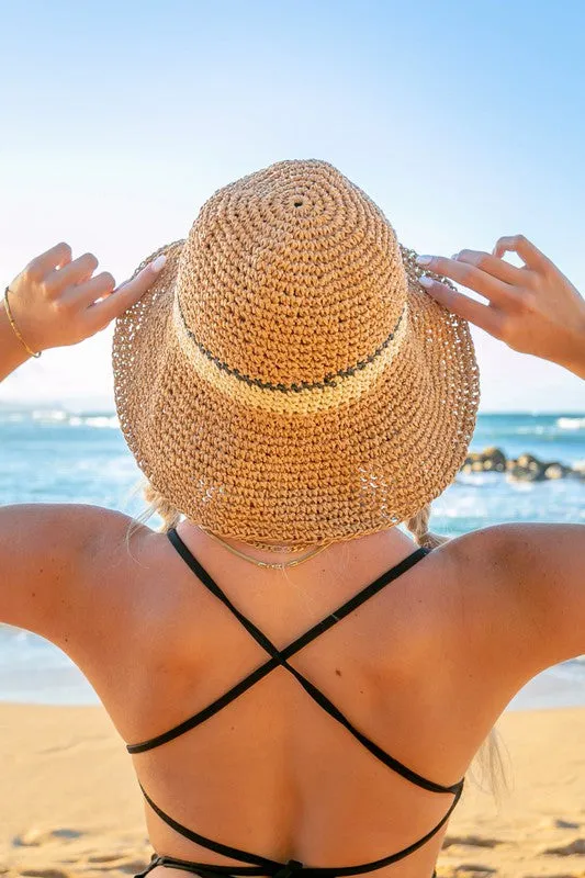 Stripe Accent Straw Bucket Hat