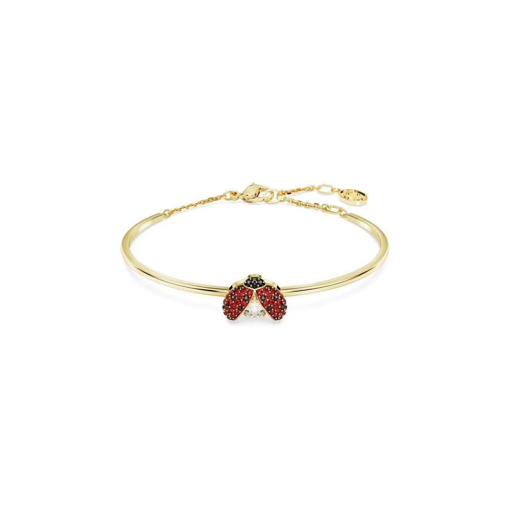 Swarovski Idyllia Ladybug Bangle Bracelet - Red, Gold-Tone Plated