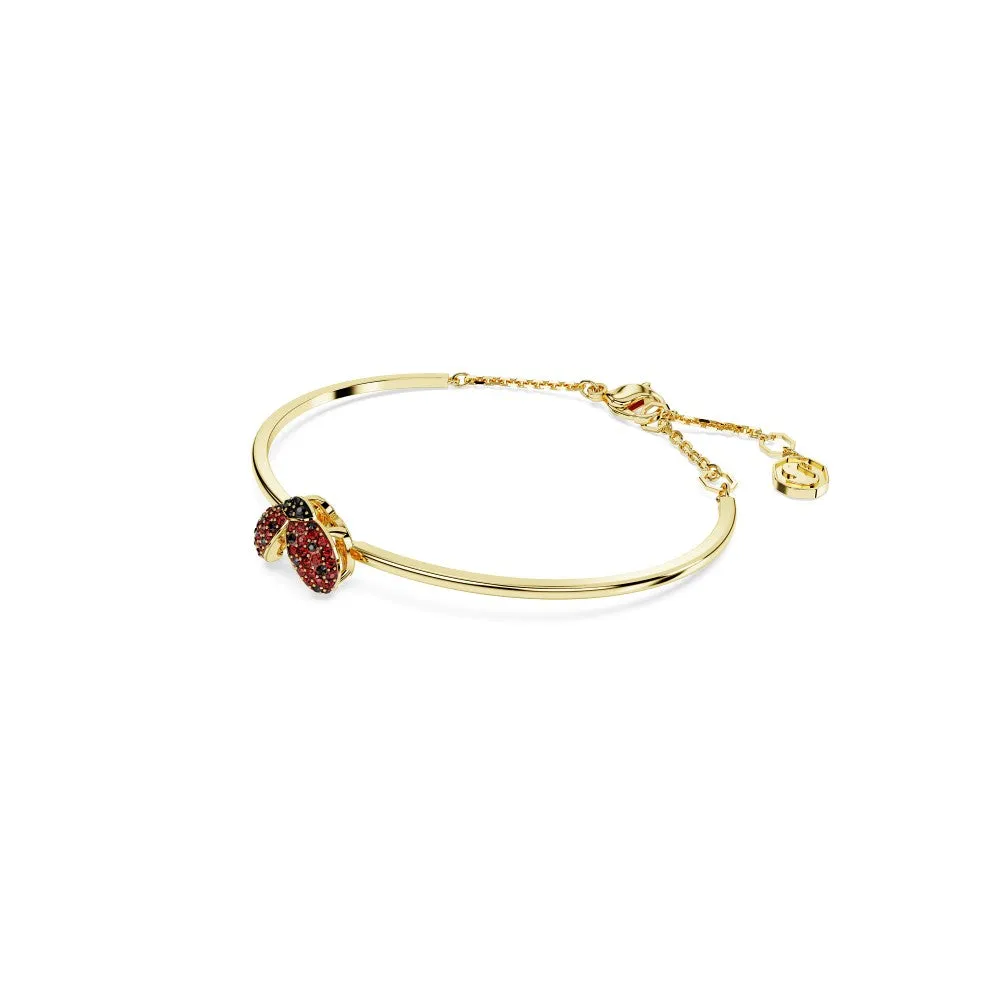 Swarovski Idyllia Ladybug Bangle Bracelet - Red, Gold-Tone Plated