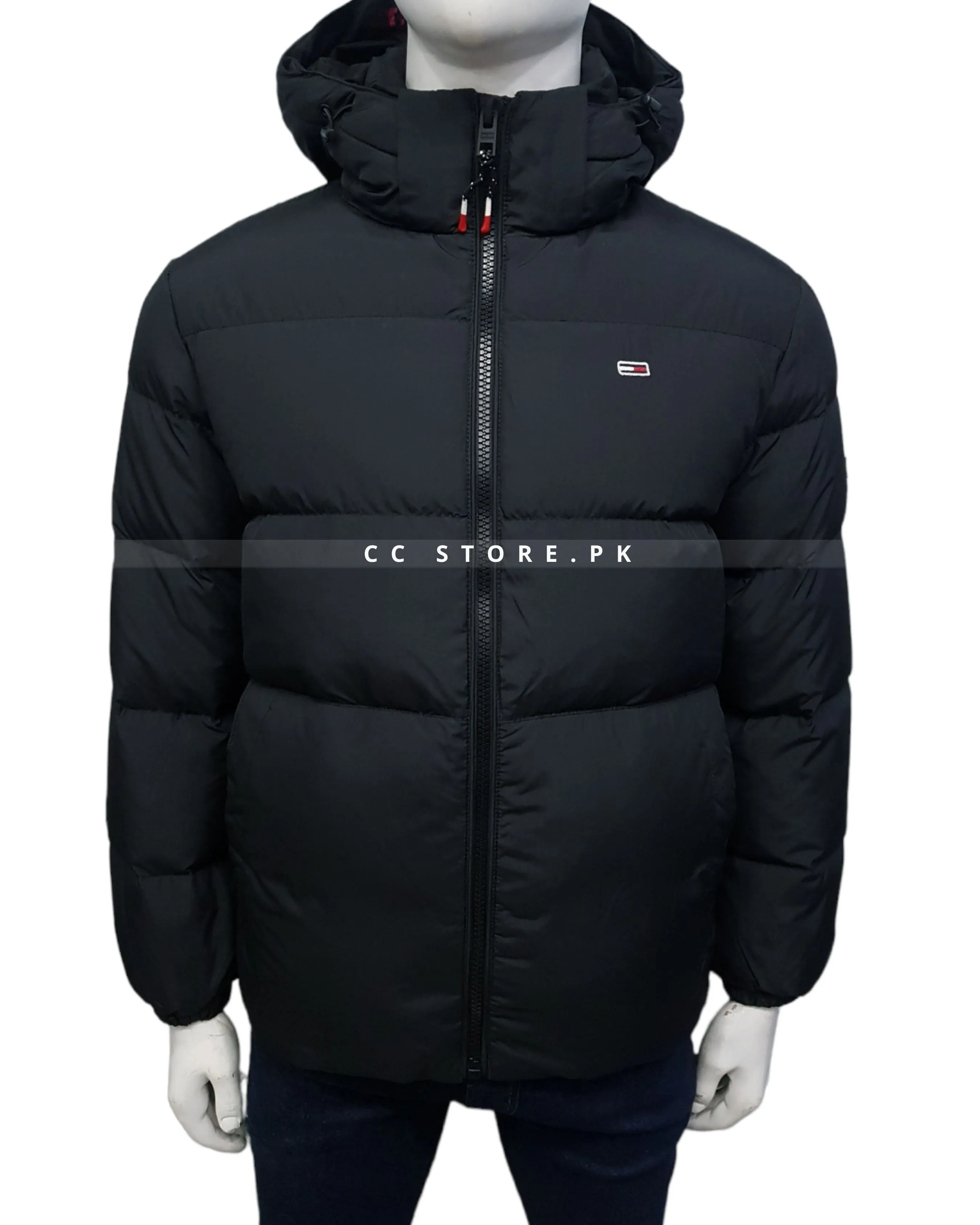 TH Black Puffer Jacket with Removable Hood