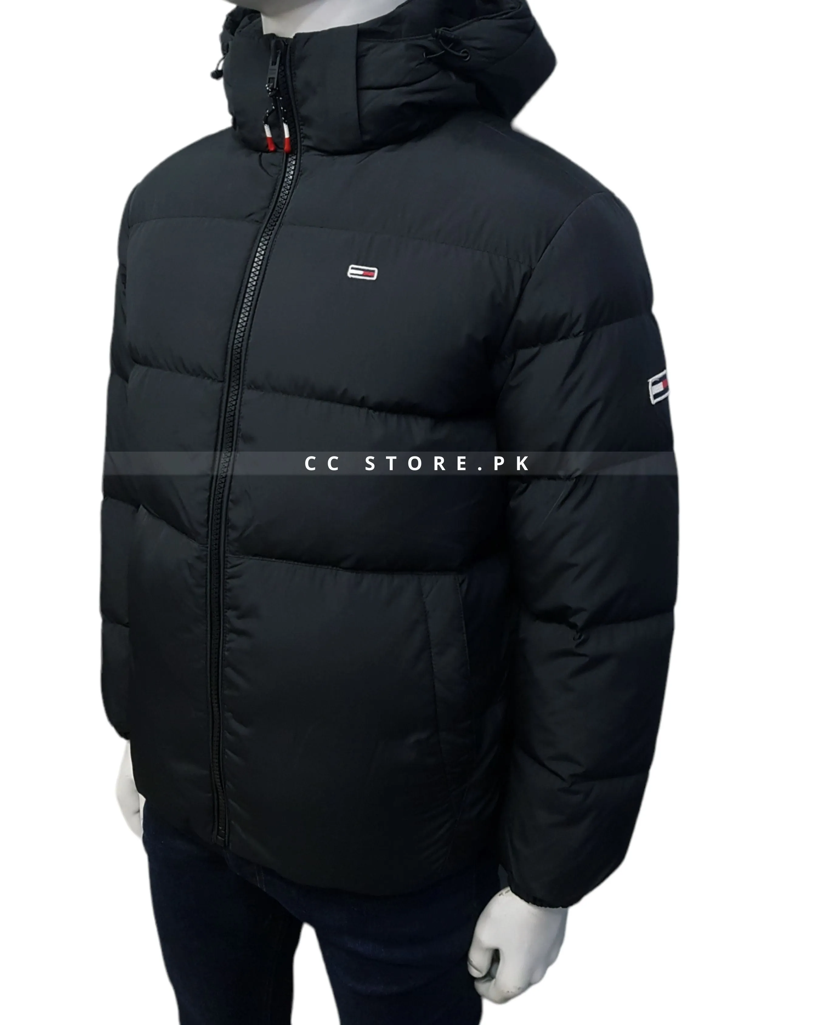 TH Black Puffer Jacket with Removable Hood