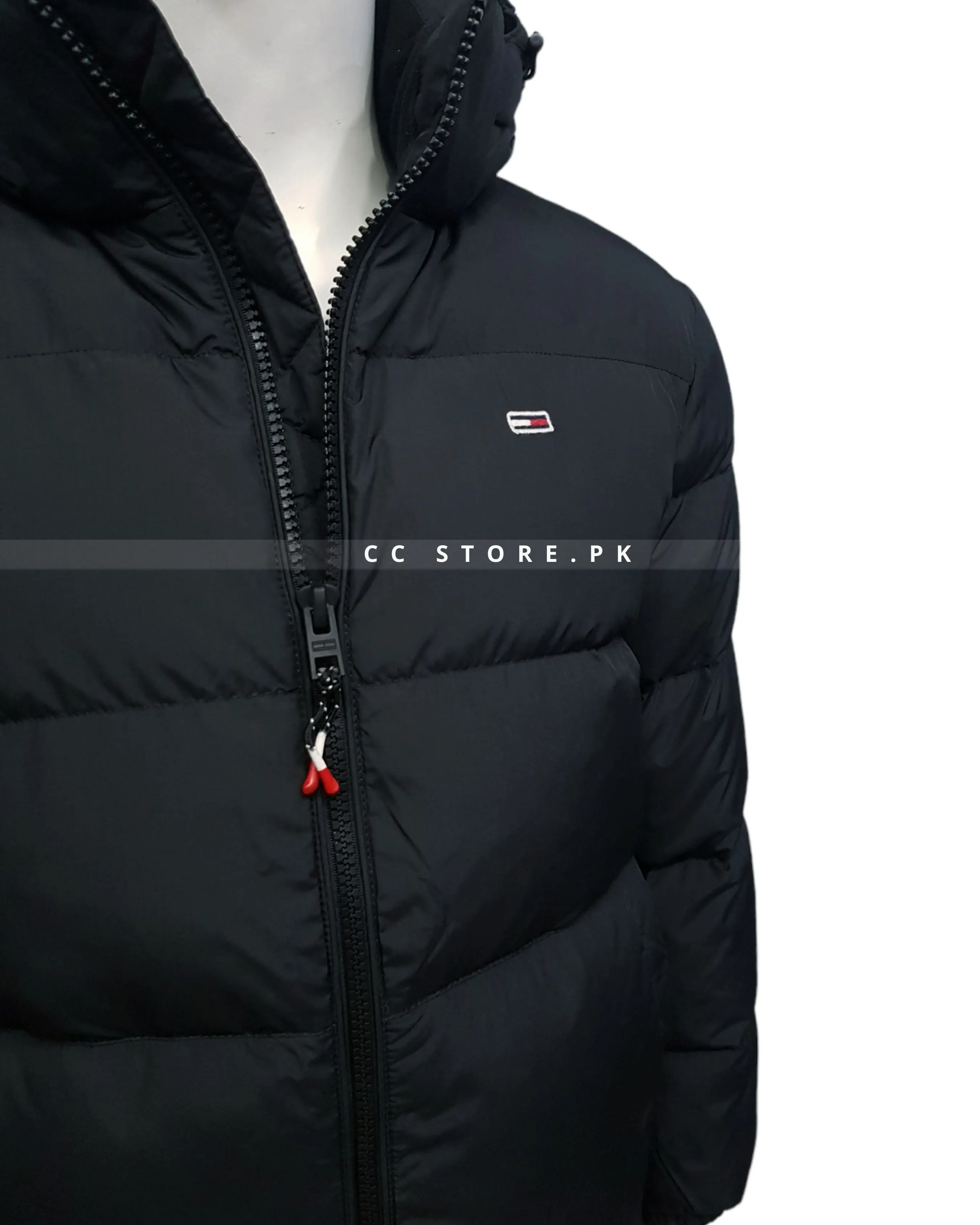 TH Black Puffer Jacket with Removable Hood