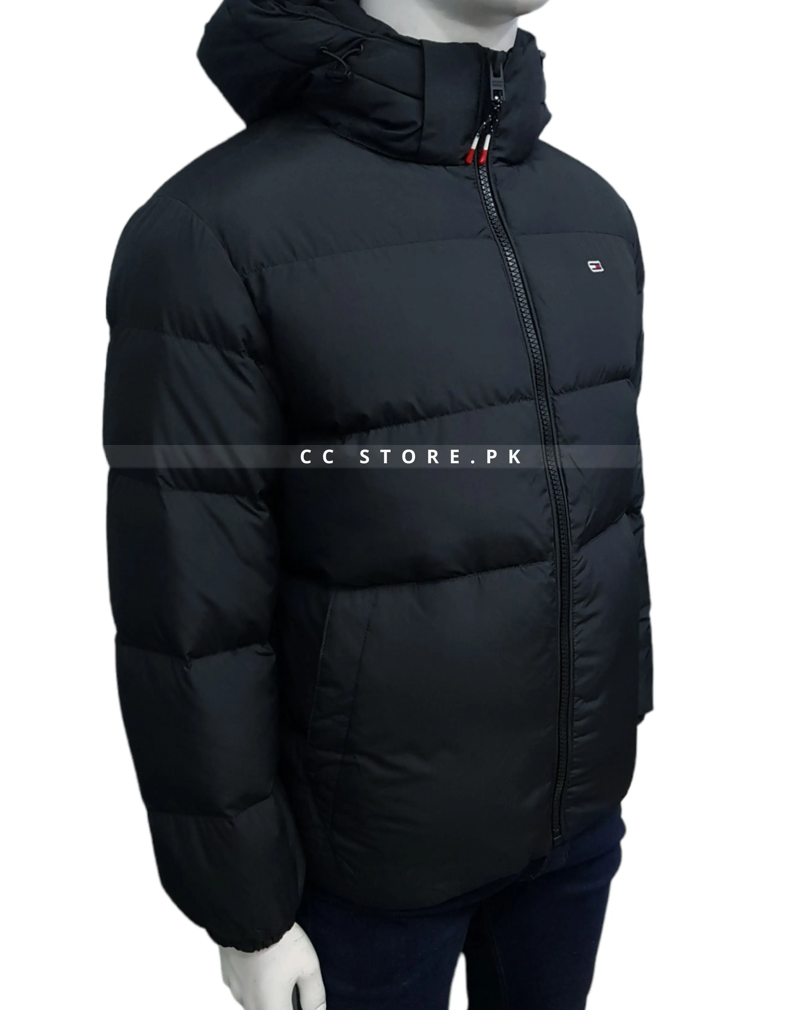 TH Black Puffer Jacket with Removable Hood