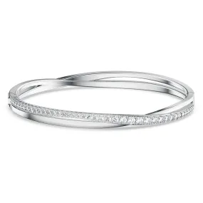 TWIST ROWS BRACELET, WHITE, RHODIUM PLATED