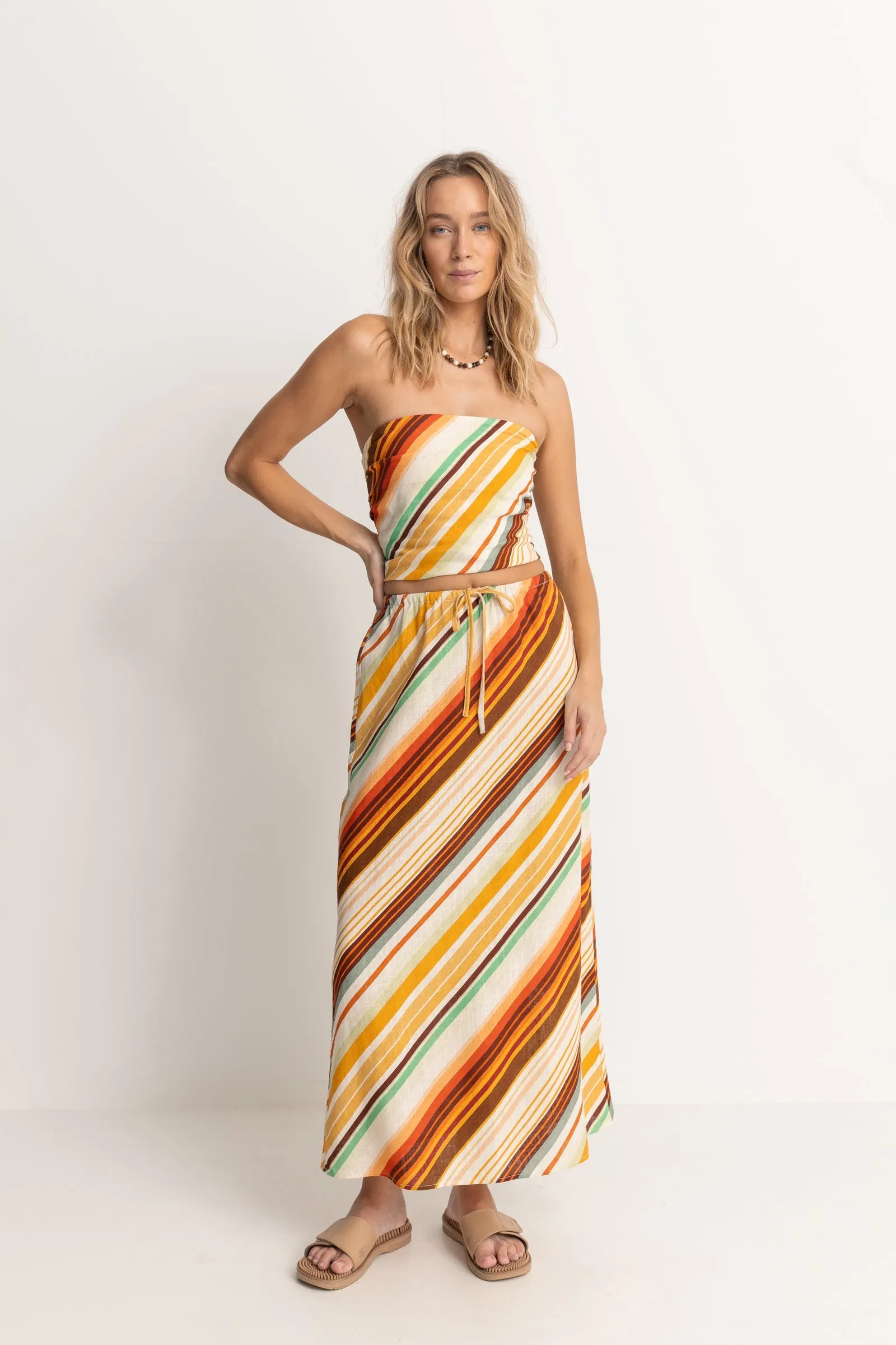 Viva Stripe Strapless Top Natural