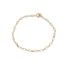 WD619 14kt gold, bezeled white topaz bracelet