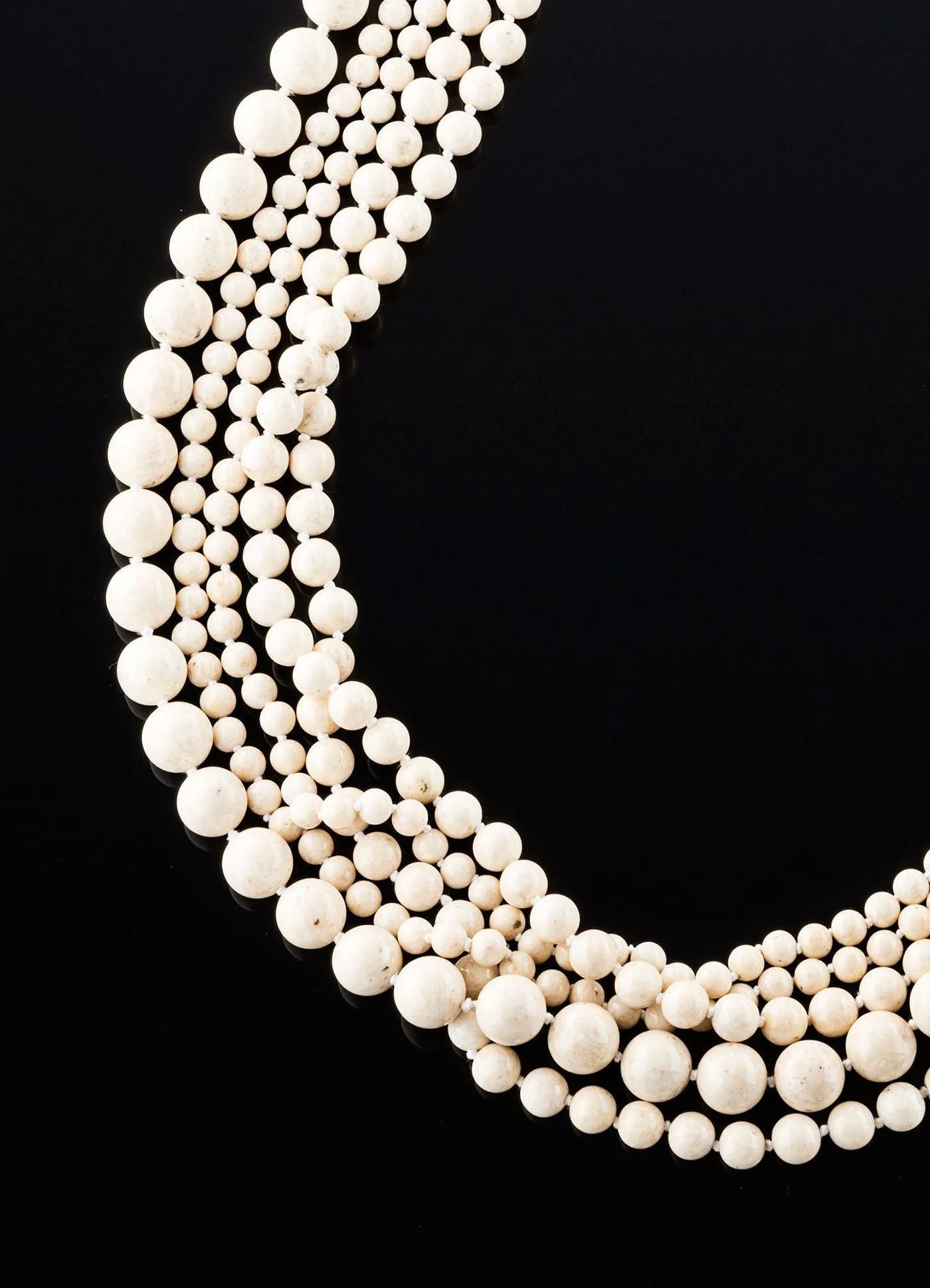 White Jade Necklace Set, Five Strands