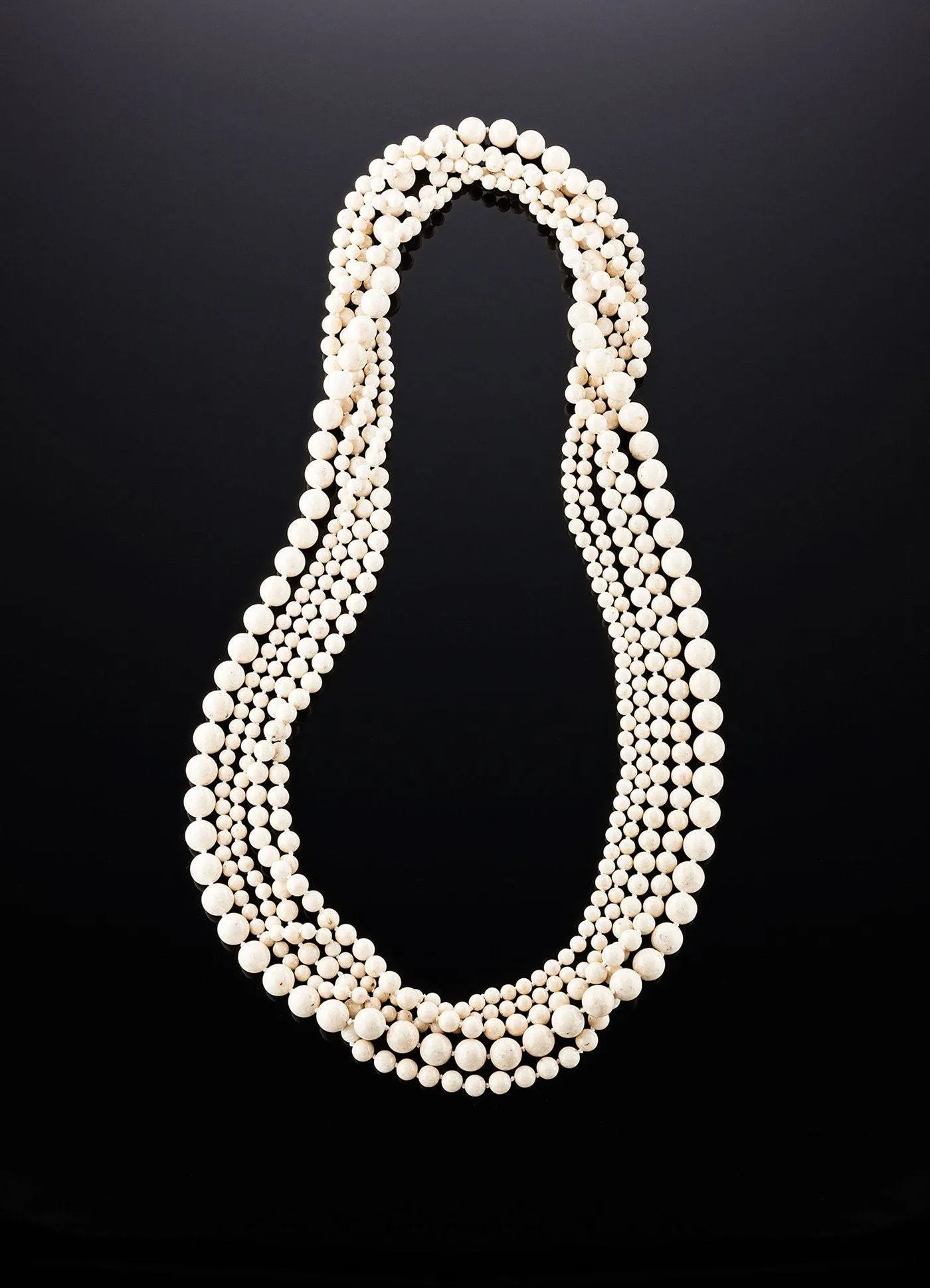 White Jade Necklace Set, Five Strands