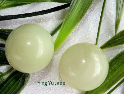 Women's Wellness Sale- Pair Green Jade Ben Wa Kegel Balls-Undrilled, No Hole